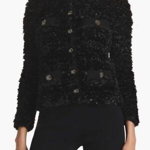 St. John Black Textured Teddy Bouclé Jacket